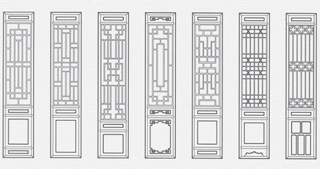 类乌齐常用中式仿古花窗图案隔断设计图